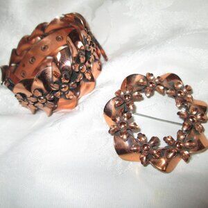 Renoir Exquisite Copper Floral “Garland” Bracelet and Brooch